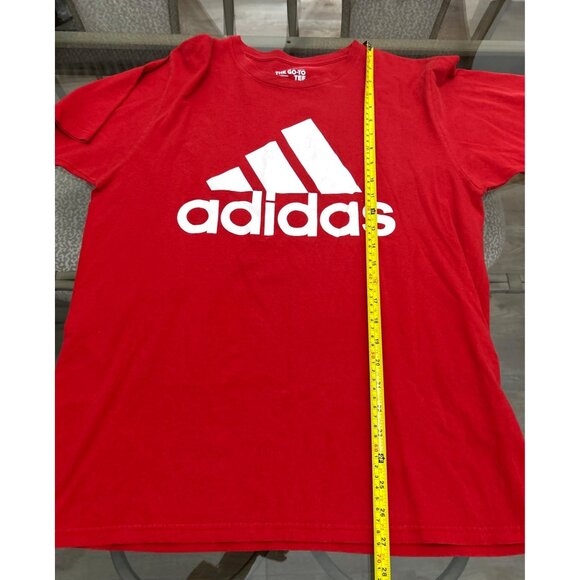 Adidas Mens Red Short Sleeve Logo T-Shirt L - Picture 8 of 8